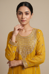 Mango Gold Shimmer Readymade Suit Set With Chinon Dupatta
