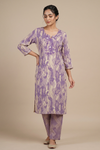 Purple Crepe Readymade Suit Set With Chinon Dupatta