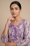 Purple Crepe Readymade Suit Set With Chinon Dupatta