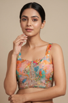 Peach Chinon Readymade Sharara Set With Shrug