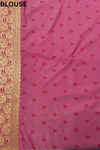White Maroon Banarasi Silk Saree With Unstitched Blouse