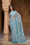 Tea Green Georgette Saree With Unstitched Blouse
