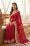 Maroon Chiffon Saree With Unstitched Blouse