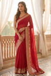 Maroon Chiffon Saree With Unstitched Blouse