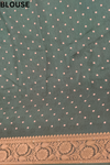 Bottle Green Chinon Saree With Unstitched Blouse