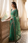 Rama Shimmer Saree With Unstitched Blouse