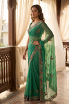 Rama Shimmer Saree With Unstitched Blouse