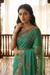 Rama Shimmer Saree With Unstitched Blouse