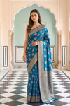 Peacock Banarasi Silk Saree With Unstitched Blouse