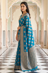 Peacock Banarasi Silk Saree With Unstitched Blouse