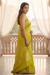 Pista Banarasi Silk Saree With Unstitched Blouse