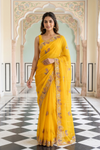 Mango Gold Shimmer Saree With Unstitched Blouse