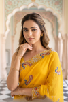 Mango Gold Shimmer Saree With Unstitched Blouse
