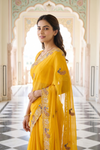 Mango Gold Shimmer Saree With Unstitched Blouse