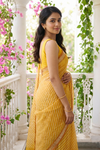 Mustard Chiffon Saree With Unstitched Blouse