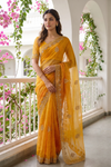 Mustard Chiffon Saree With Unstitched Blouse