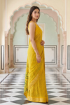 Mango Gold Chinon Saree With Unstitched Blouse