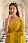 Mango Gold Chinon Saree With Unstitched Blouse