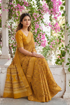 Mustard Soft Twill Saree With Unstitched Blouse