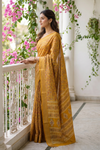 Mustard Soft Twill Saree With Unstitched Blouse