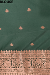 Bottle Green Banarasi Silk Saree With Unstitched Blouse