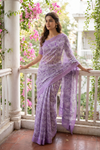 Mauve Georgette Saree With Unstitched Blouse