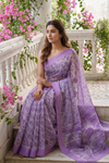 Mauve Georgette Saree With Unstitched Blouse