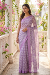 Mauve Georgette Saree With Unstitched Blouse