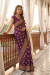 Garnet Banarasi Silk Saree With Unstitched Blouse