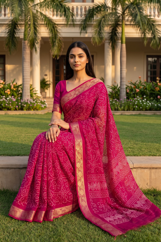 Rani Soft Twill Saree With Unstitched Blouse