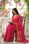 Coral Soft Twill Saree With Unstitched Blouse