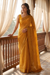 Mustard Soft Twill Saree With Unstitched Blouse