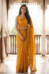 Mustard Soft Twill Saree With Unstitched Blouse