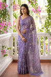 Mauve Georgette Saree With Unstitched Blouse