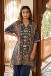 Midnight Blue Cotton Readymade Suit With Plazzo