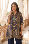 Midnight Blue Cotton Readymade Suit With Plazzo