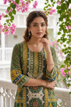 Mehndi Crepe Readymade Suit Set With Crepe Dupatta
