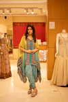 Pista Crepe Readymade Suit With Dhoti Style Pant