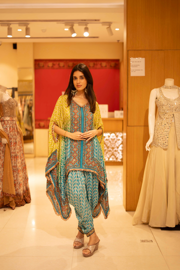 Pista Crepe Readymade Suit With Dhoti Style Pant