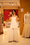 Off White Georgette Readymade Sharara Set With Georgette Dupatta