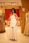 Off White Georgette Readymade Sharara Set With Georgette Dupatta