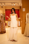 Off White Georgette Readymade Sharara Set With Georgette Dupatta