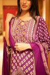 Megenta Crepe Readymade Sharara Set with Georgette Dupatta