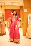 Rani Shimmer Floor Lenght Readymade suit with net dupatta