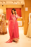 Rani Shimmer Floor Lenght Readymade suit with net dupatta