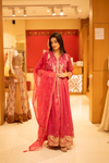 Rani Shimmer Floor Lenght Readymade suit with net dupatta