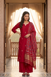 Rani Cotton Readymade Sharara Set With Cotton Dupatta