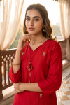Rani Cotton Readymade Sharara Set With Cotton Dupatta