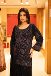 Black Georgette Readymade Sharara Set With Chiffon Dupatta