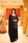 Black Georgette Readymade Sharara Set With Chiffon Dupatta
